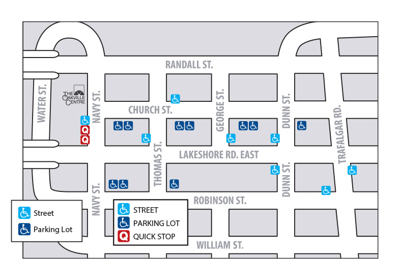 Oakville Centre for the Performing Arts parking map.